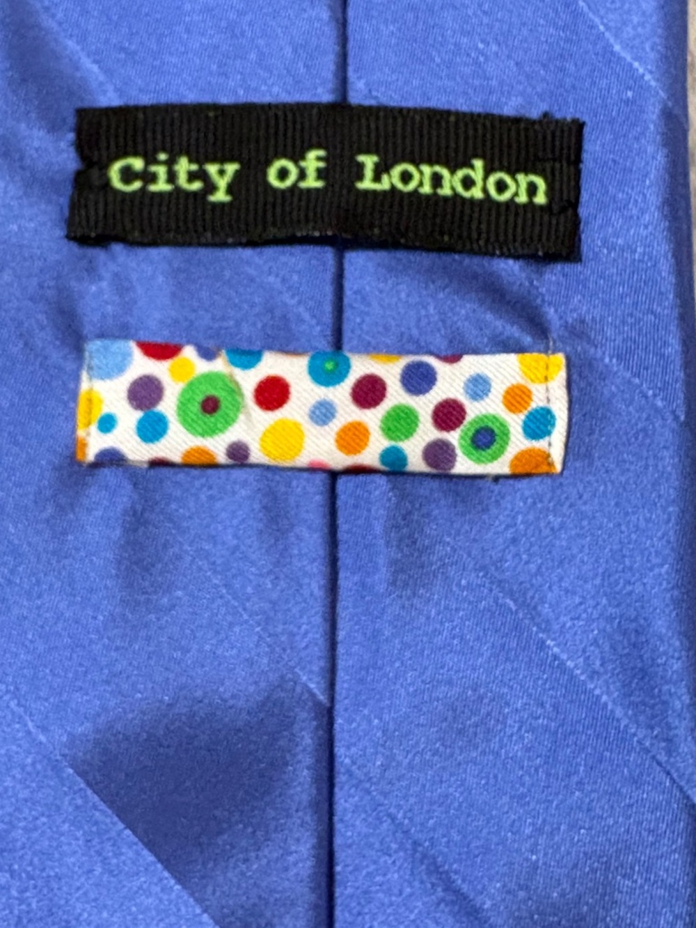 City of London Cornflower Blue Silk Striped Tie Polka Dot Lining
